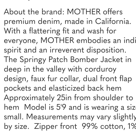 MOTHER The Springy Patch Bomber Jacket Worn Once - Picture 8 of 10